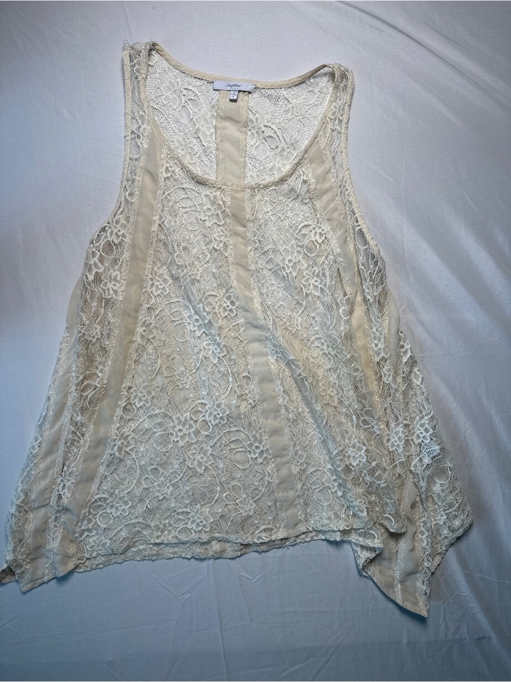 Mystree Ivory Lace Tank with Racerback